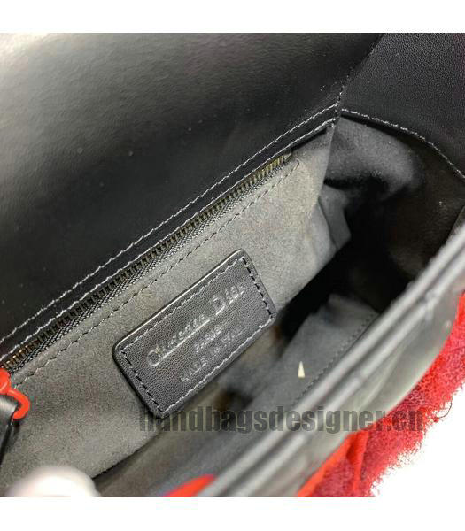 Christian Dior Black Original Leather 18cm Tote Bag Red Chains-3