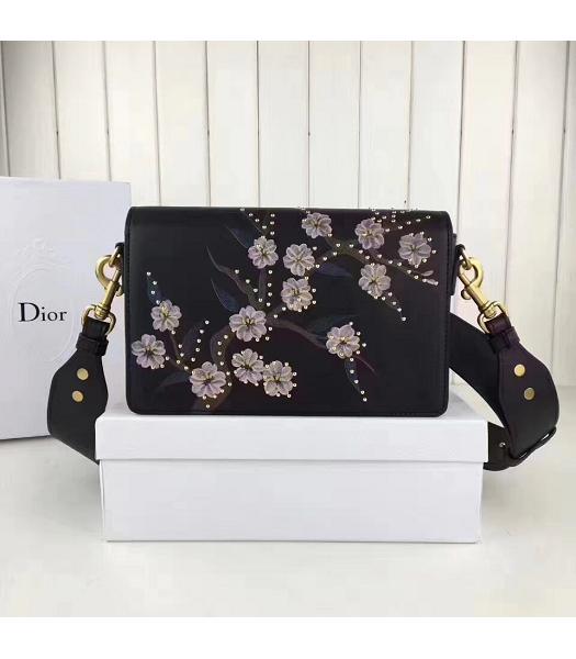 Christian Dior Black Original Leather Flower Printed Shoulder Bag-1