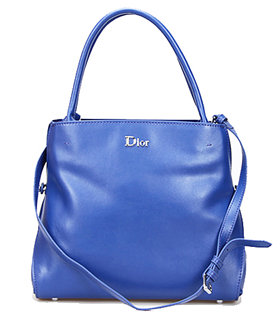 Christian Dior Blue Leathe Small Tote Shoulder Bag