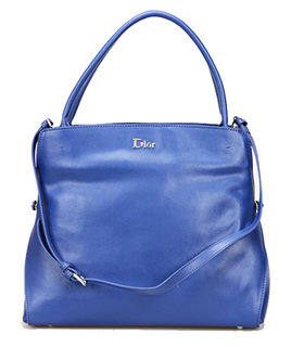 Christian Dior Blue Leathe Tote Shoulder Bag