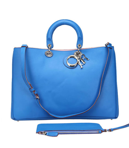 Christian Dior Blue Original Leather Large Diorissimo Bag