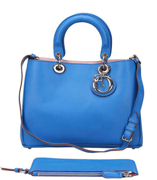 Christian Dior Blue Original Leather Small Diorissimo Bag