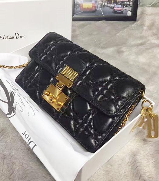 Christian Dior Cannage Black Original Leather 21cm Small Flap Bag