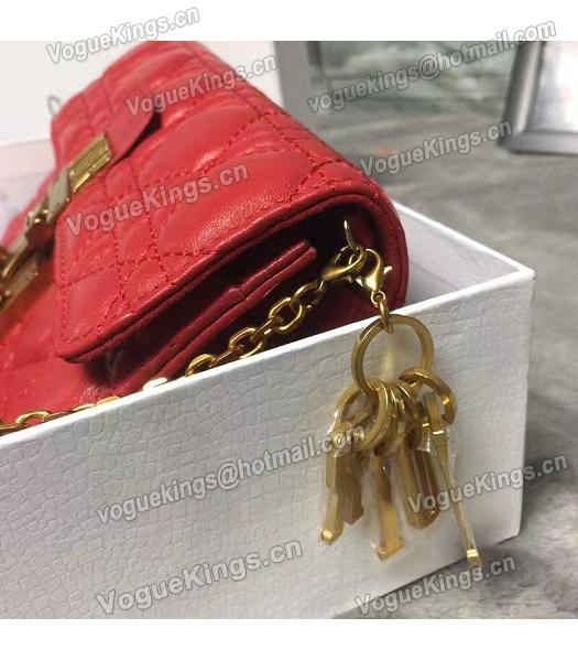 Christian Dior Cannage Red Original Leather 21cm Small Flap Bag-3