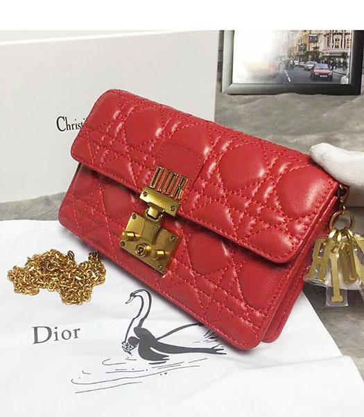 Christian Dior Cannage Red Original Leather 21cm Small Flap Bag