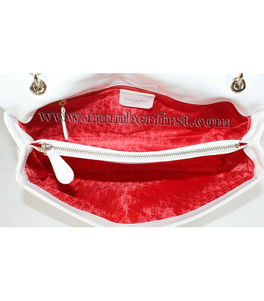 Christian Dior Claret Vernis Patent Leather Gold Chains Handbags White-3