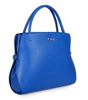 Christian Dior Electric Blue Leather Medium Tote Bag