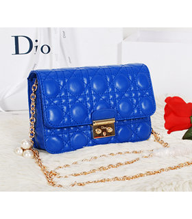 Christian Dior Electric Blue Original Lambskin Leather Mini Shoulder Bag With Golden Chain