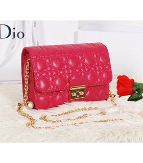 Christian Dior Fuchsia Original Lambskin Leather Mini Shoulder Bag With Golden Chain