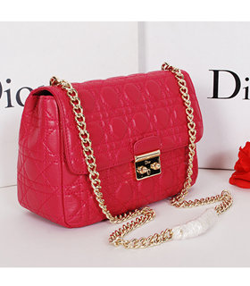 Christian Dior Fuchsia Original Lambskin Leather Small Shoulder Bag With Golden Chain
