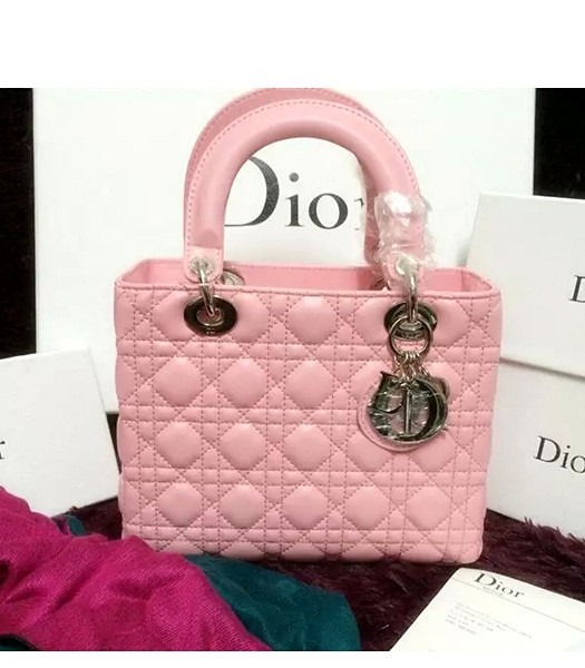 Christian Dior Lambskin Leather 24cm Tote Bag Pink