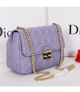 Christian Dior Lavender Purple Original Lambskin Leather Small Shoulder Bag With Golden Chain