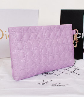 Christian Dior Light Purple Lambskin Leather Shoulder Bag With Golden Chain