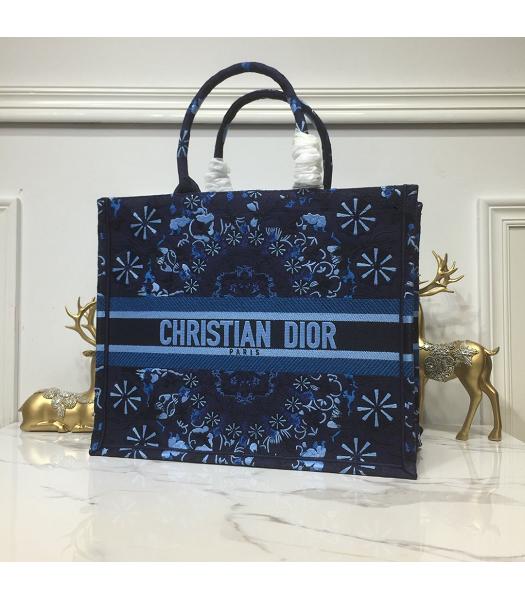 Christian Dior Multicolor Original Canvas Large Book Tote Bag Blue