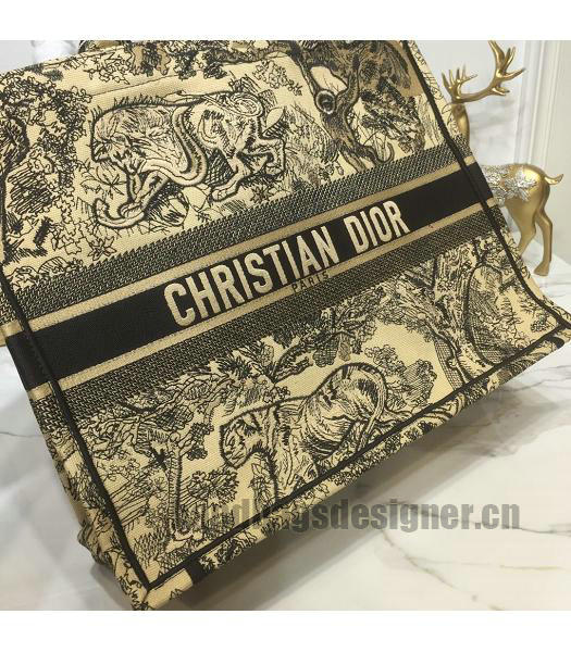 Christian Dior Multicolor Original Canvas Large Tote Bag Apricot-7