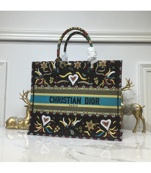 Christian Dior Multicolor Original Canvas Large Tote Bag Black