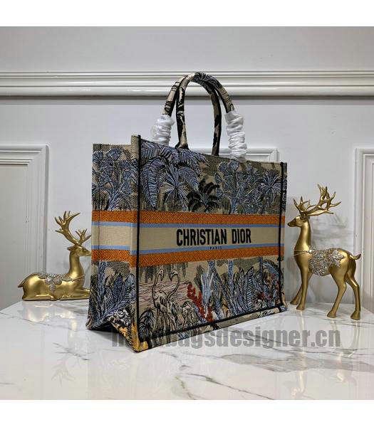 Christian Dior Multicolor Original Canvas Large Tote Bag Orange-2
