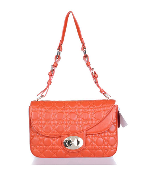 Christian Dior Orange Lambskin Leather Handbag 