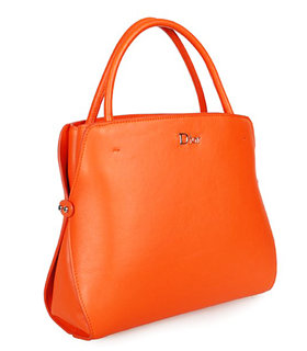 Christian Dior Orange Leather Medium Tote Bag