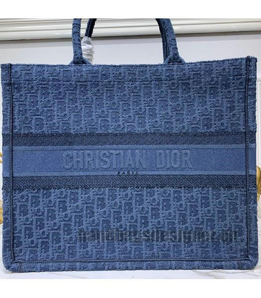 Christian Dior Original Denim Large Book Tote Bag Blue-5