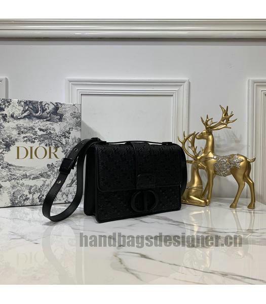 Christian Dior Original Embossing 30 Montaigne Flap Bag Black Logo-1