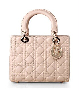Christian Dior Original Leather 24cm Tote Bag Light Pink Golden Metal