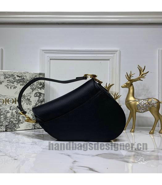 Christian Dior Original Leather Palmprint Saddle Bag Black-1
