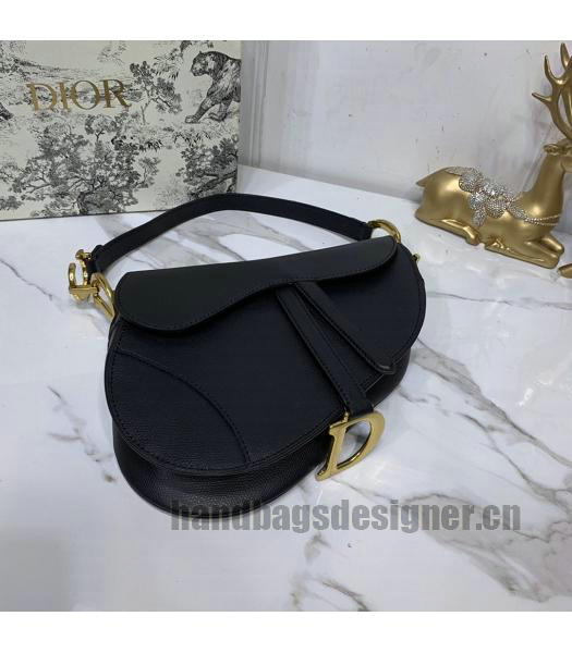Christian Dior Original Leather Palmprint Saddle Bag Black-2