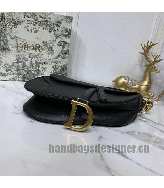 Christian Dior Original Leather Palmprint Saddle Bag Black-7