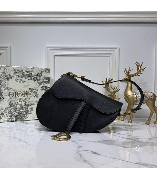 Christian Dior Original Leather Palmprint Saddle Bag Black