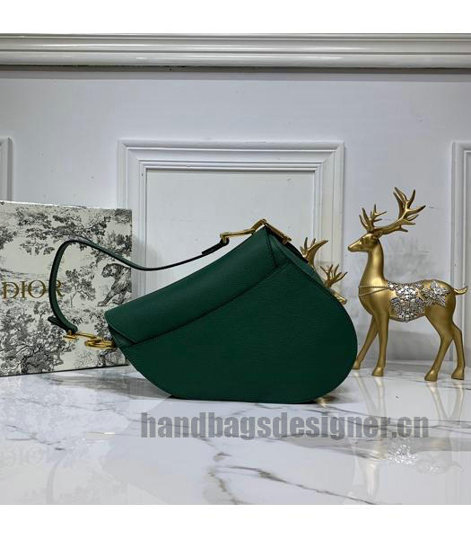 Christian Dior Original Leather Palmprint Saddle Bag Dark Green-1