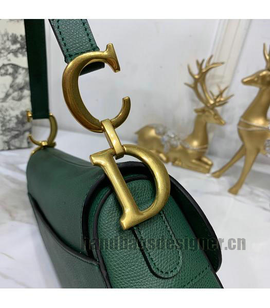 Christian Dior Original Leather Palmprint Saddle Bag Dark Green-3