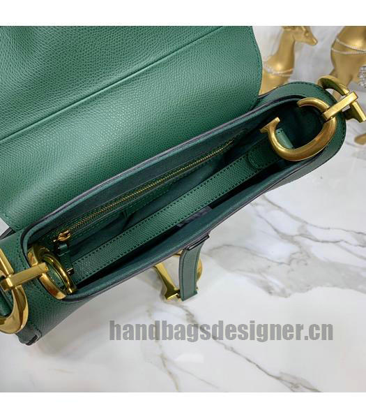 Christian Dior Original Leather Palmprint Saddle Bag Dark Green-5