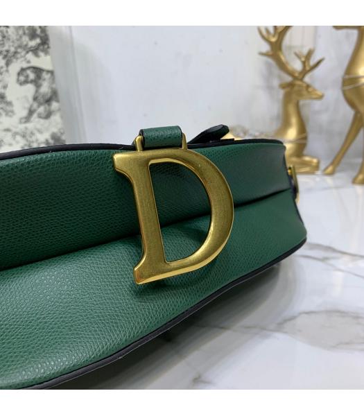 Christian Dior Original Leather Palmprint Saddle Bag Dark Green-8