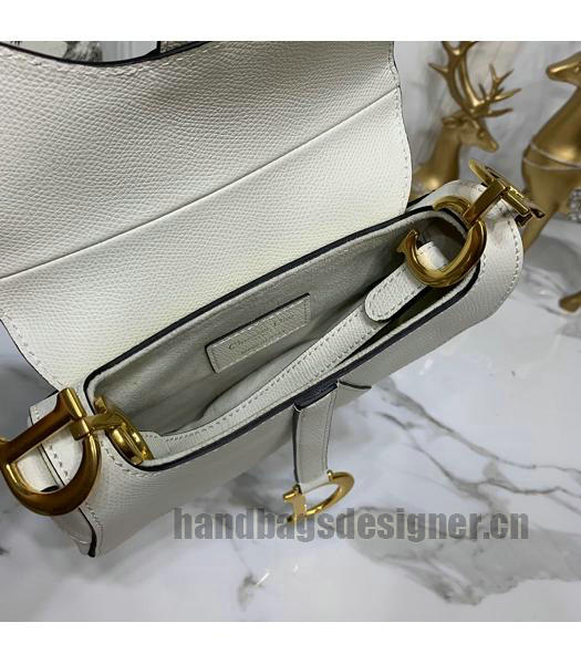 Christian Dior Original Leather Palmprint Small Saddle Bag White-5
