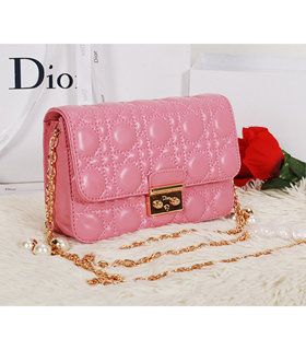 Christian Dior Sakura Pink Original Lambskin Leather Mini Shoulder Bag With Golden Chain