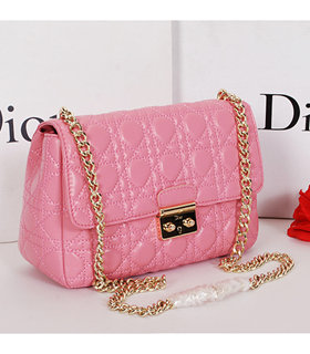 Christian Dior Sakura Pink Original Lambskin Leather Small Shoulder Bag With Golden Chain