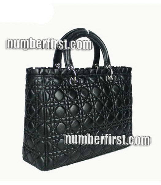 Christian Dior Sheepskin Leather Tote Bag Black -1