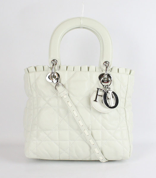 Christian Dior Small Lace Tote Bag in Offwhite Lambskin