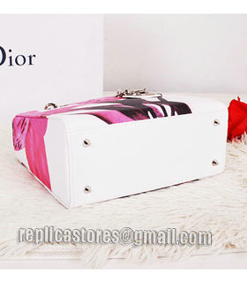 Christian Dior Small Lady Cannage Silver D Tote Bag Pink Daffodil Pattern Leather-2