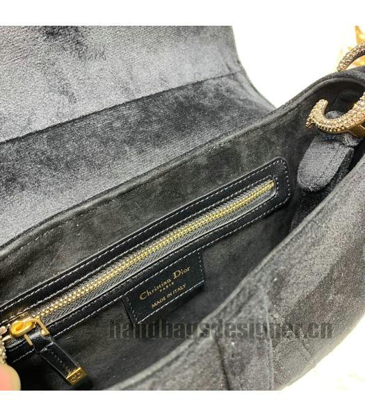 Christian Dior Velvet Original Oblique Saddle Bag Black-7
