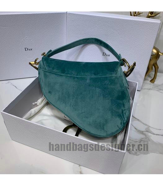 Christian Dior Velvet Original Oblique Saddle Bag Green-1