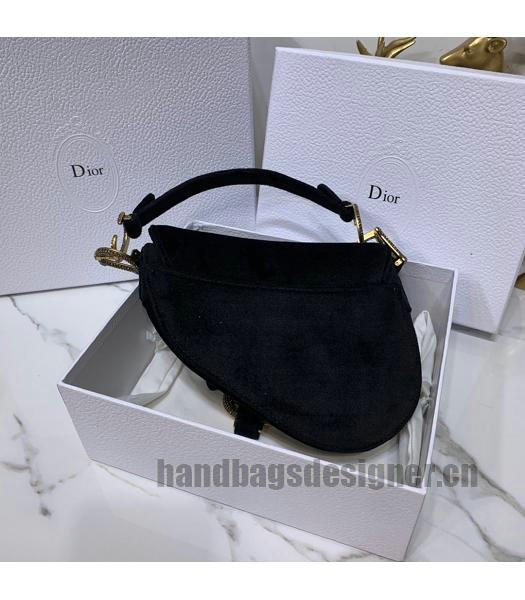 Christian Dior Velvet Original Oblique Saddle Small Bag Black-1