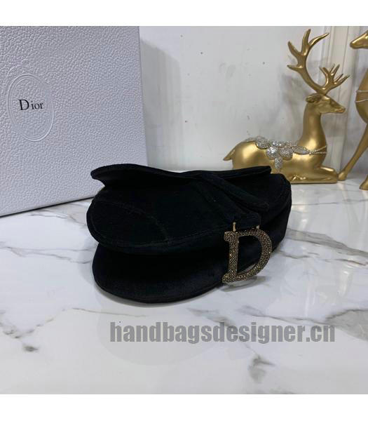 Christian Dior Velvet Original Oblique Saddle Small Bag Black-7