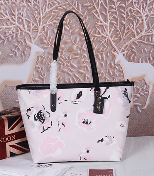 Coach Peanuts Snoopy 37273 Pink Leather Tote Bag