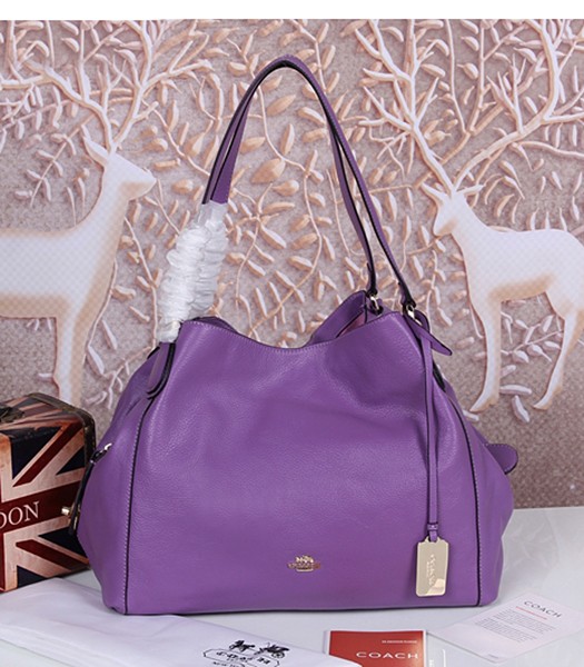 Coach Purple Edie Pebbled Leather Shoulder Bag 33547