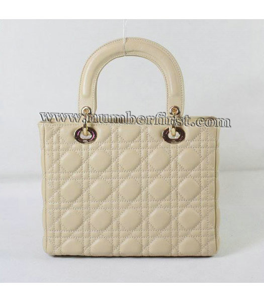 Dior Small Lady Cannage Gold D Tote Bag Apricot Lambskin-2