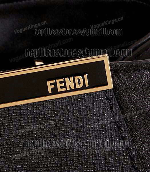 Fendi 1:1 2Jours Original Cross Veins Leather Tote Bag 16821 Black-5