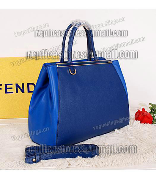 Fendi 1:1 2Jours Original Cross Veins Leather Tote Bag 16821 Blue-1