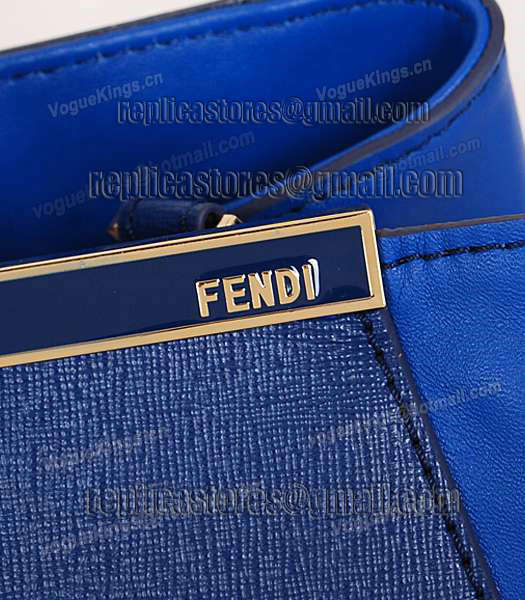 Fendi 1:1 2Jours Original Cross Veins Leather Tote Bag 16821 Blue-5